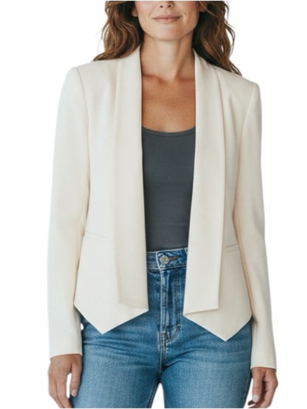 Babaton Dominick crepe open blazer in cream size 2 excellent condition